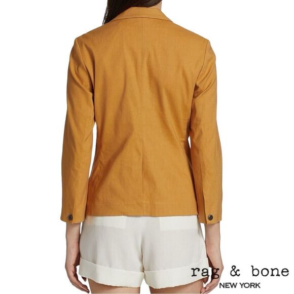 Rag & Bone **NWT**  Nancy Single-Breasted Linen-Blend Blazer in Putty (Rust) - Picture 3 of 10
